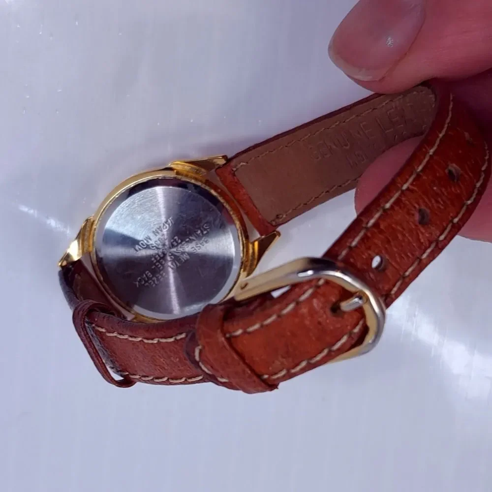 Armitron 25/4966F Skeleton Women Watch Genuine leather camel brown gold Quartz